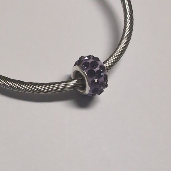 Purple Rhinestones Charm for Pandora Style Bracelet - Picture 4 of 4